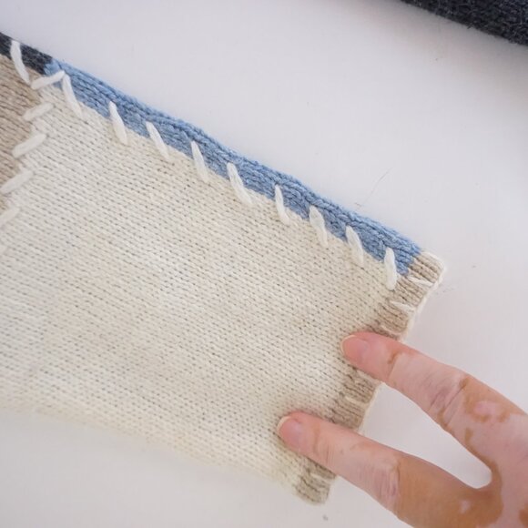 Vintage Christopher Banks Snowflake Patchwork Holiday Cardigan Zip Grandmacore M - Picture 10 of 10